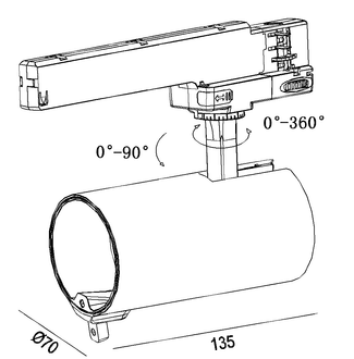 BAI Stromschienenstrahler, D=70, 1200lm, TW - 1