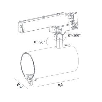 BAI Schienensystemstrahler, Durchmesser 80 mm, 1200 Lumen, TW - 1